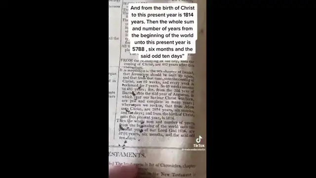 Bible printed in 1813 dates the Earth at exactly 6,000 years old in 2024.